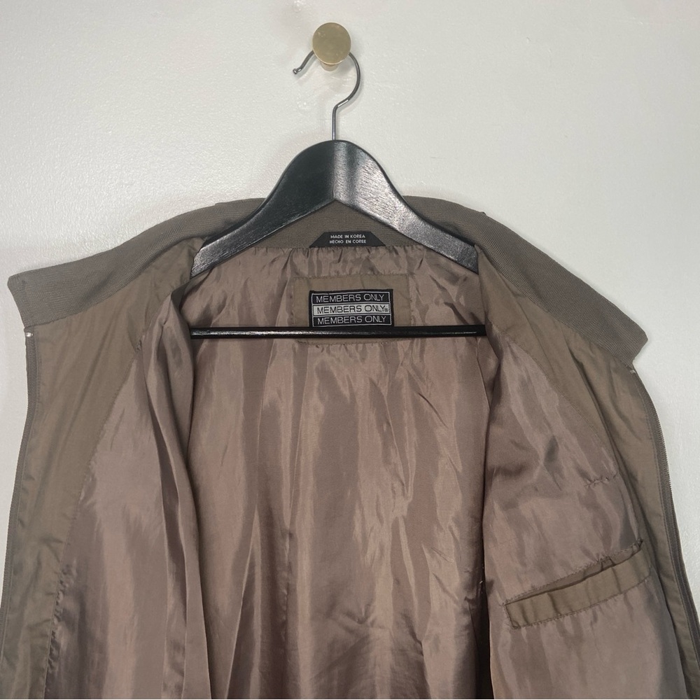 Vintage Members Only Racer Jacket Mens XXL Khaki Lightweight Zip Up Bomber Coat - Picture 2 of 16